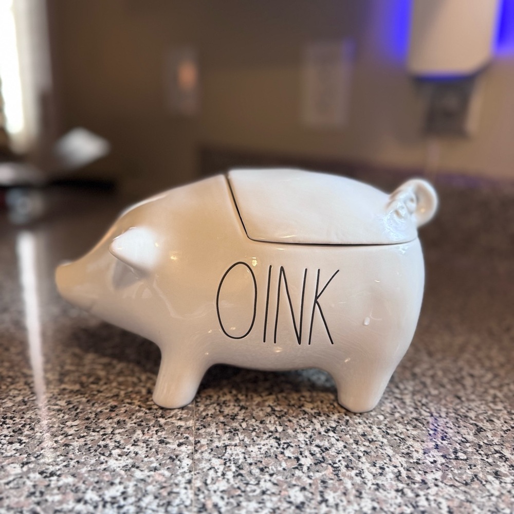 Rae Dunn White Piggy Bank - OINK